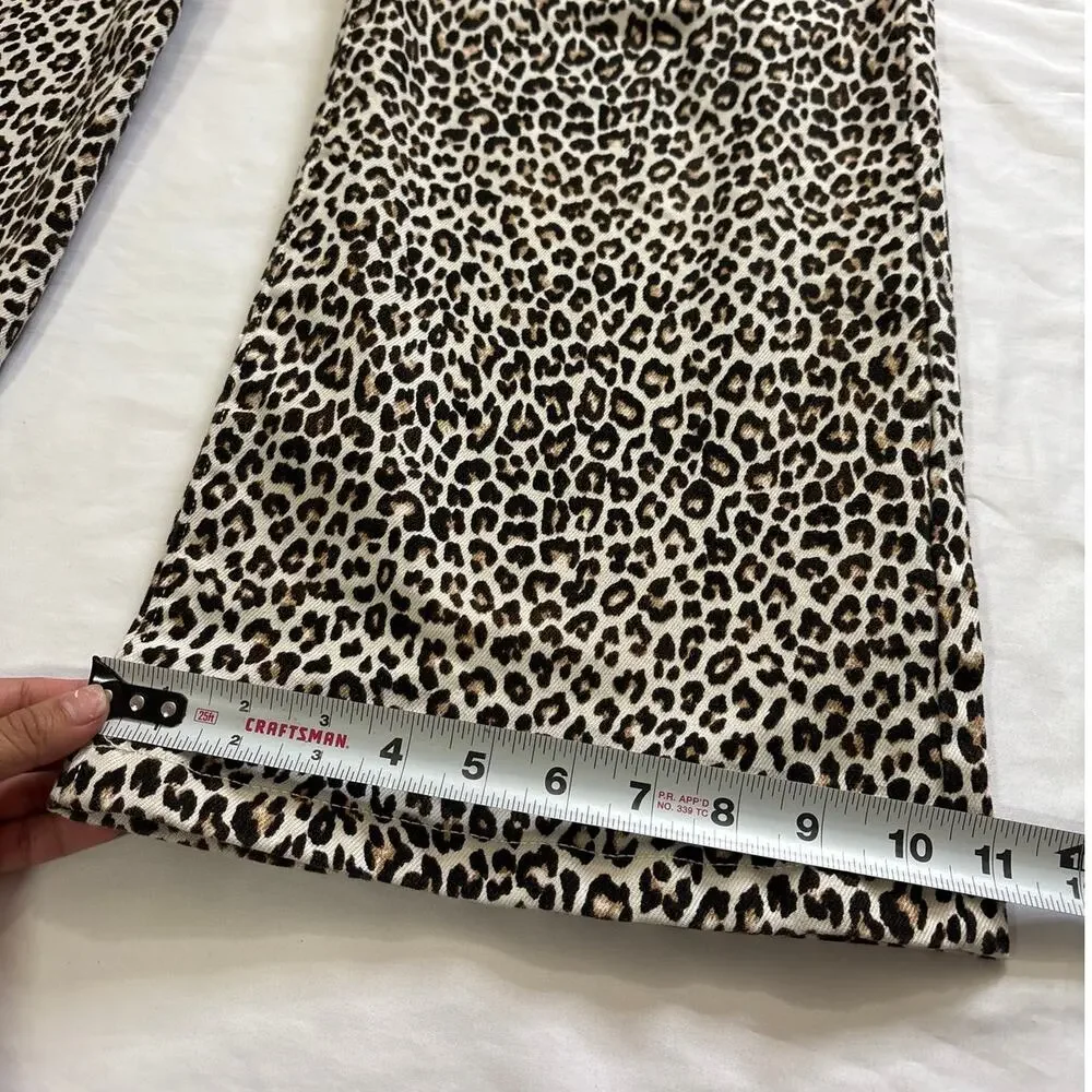 J.Crew Womens 33 High Rise Kickout Jeans Sailor Pockets Leopard Print Maximalist